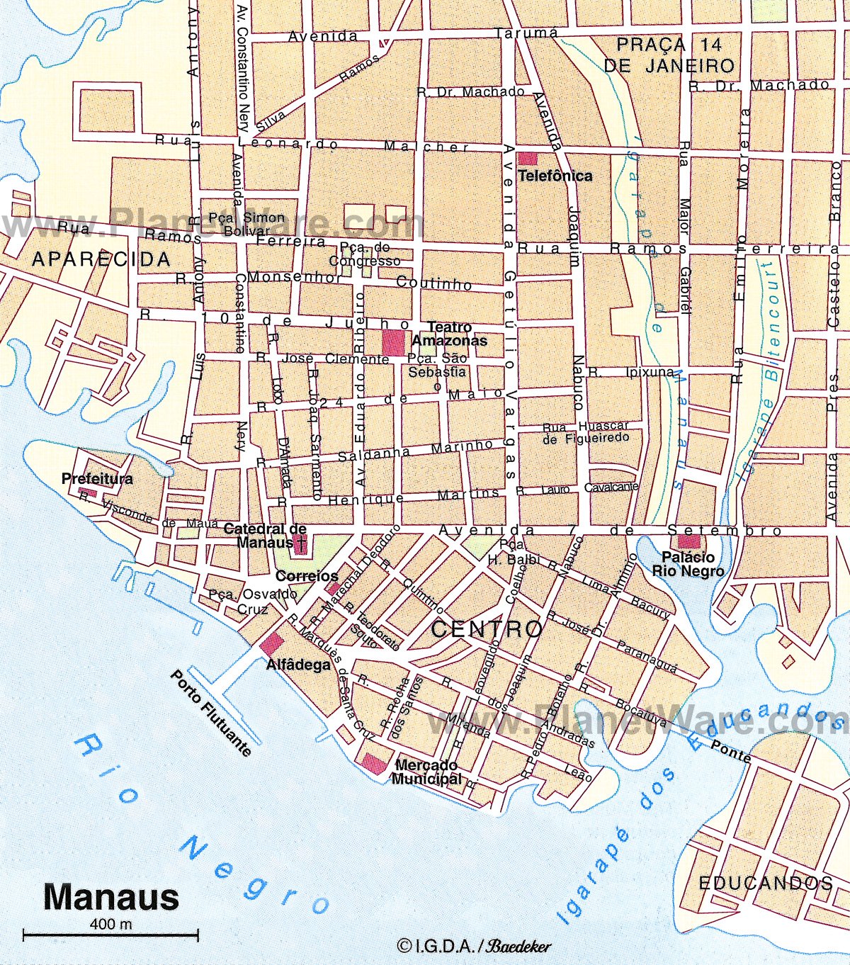 Mapa de Manaos - Atracciones turísticas
