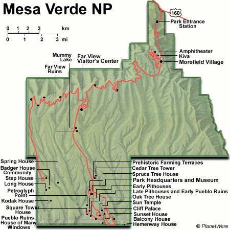 Parque Nacional Mesa Verde - Mapa