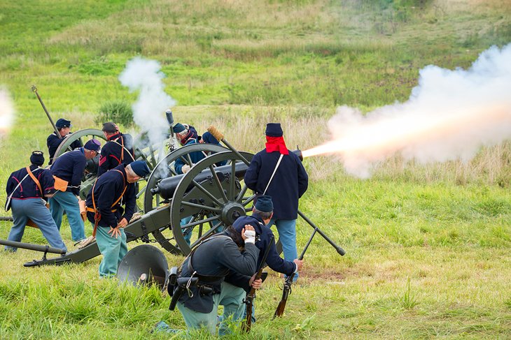 Recreación militar en el campo de batalla de Gettysburg