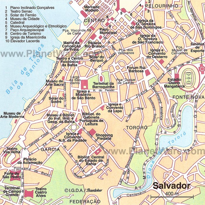 Mapa de Salvador - Atractivos Turísticos