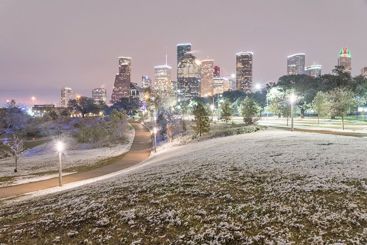 Raras nevadas en Houston