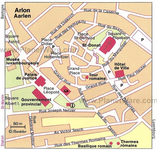 Mapa de Arlon - Atracciones turísticas