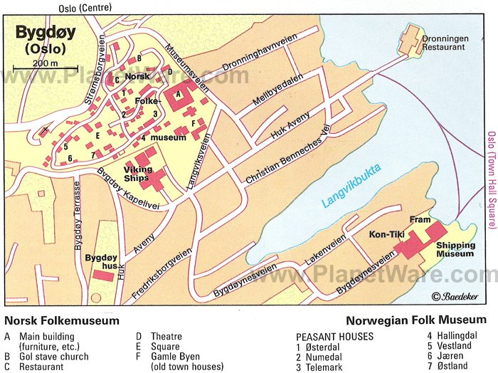 Mapa de Bygdøy (Oslo) - Atracciones turísticas