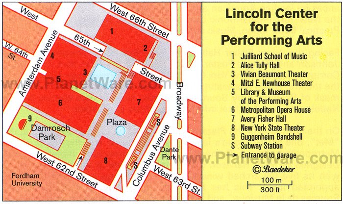 Lincoln Center for the Performing Arts - Mapa de distribución